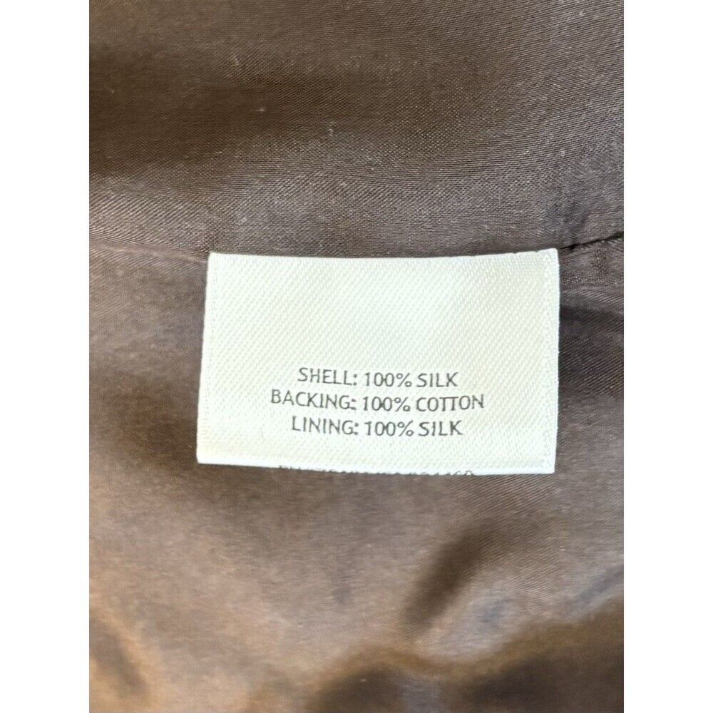 EILEEN FISHER Brown Textured Jacquard Open Jacket Blazer Women Small Silk Blend - Picture 9 of 13